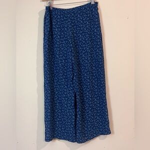 Blue Floral Wide Leg Pants